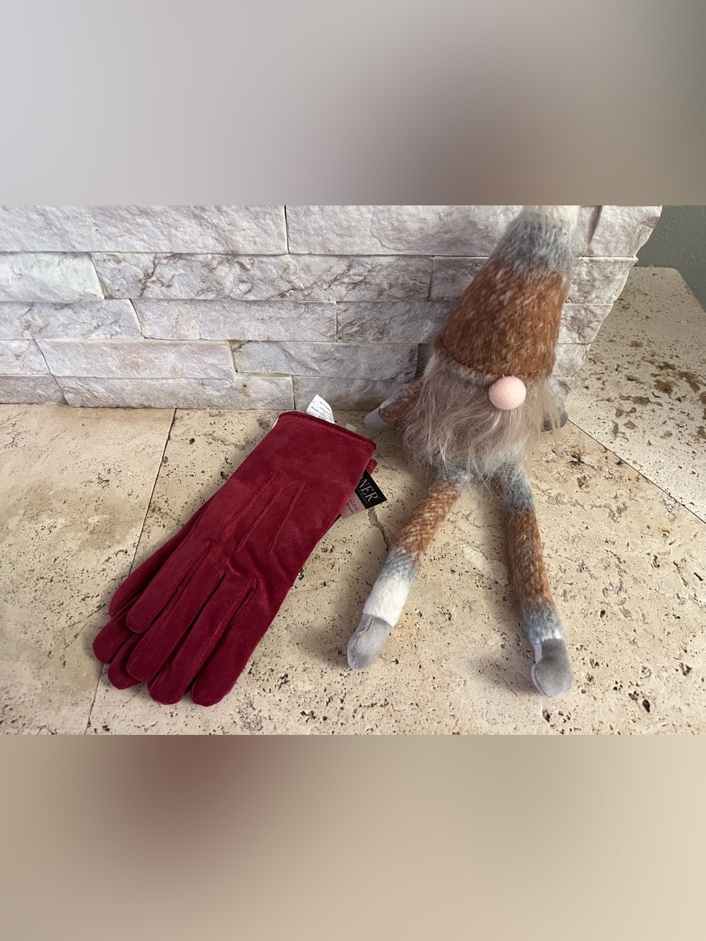 isotoner Women’s Burgundy Suede Gloves - Picture 2 of 8